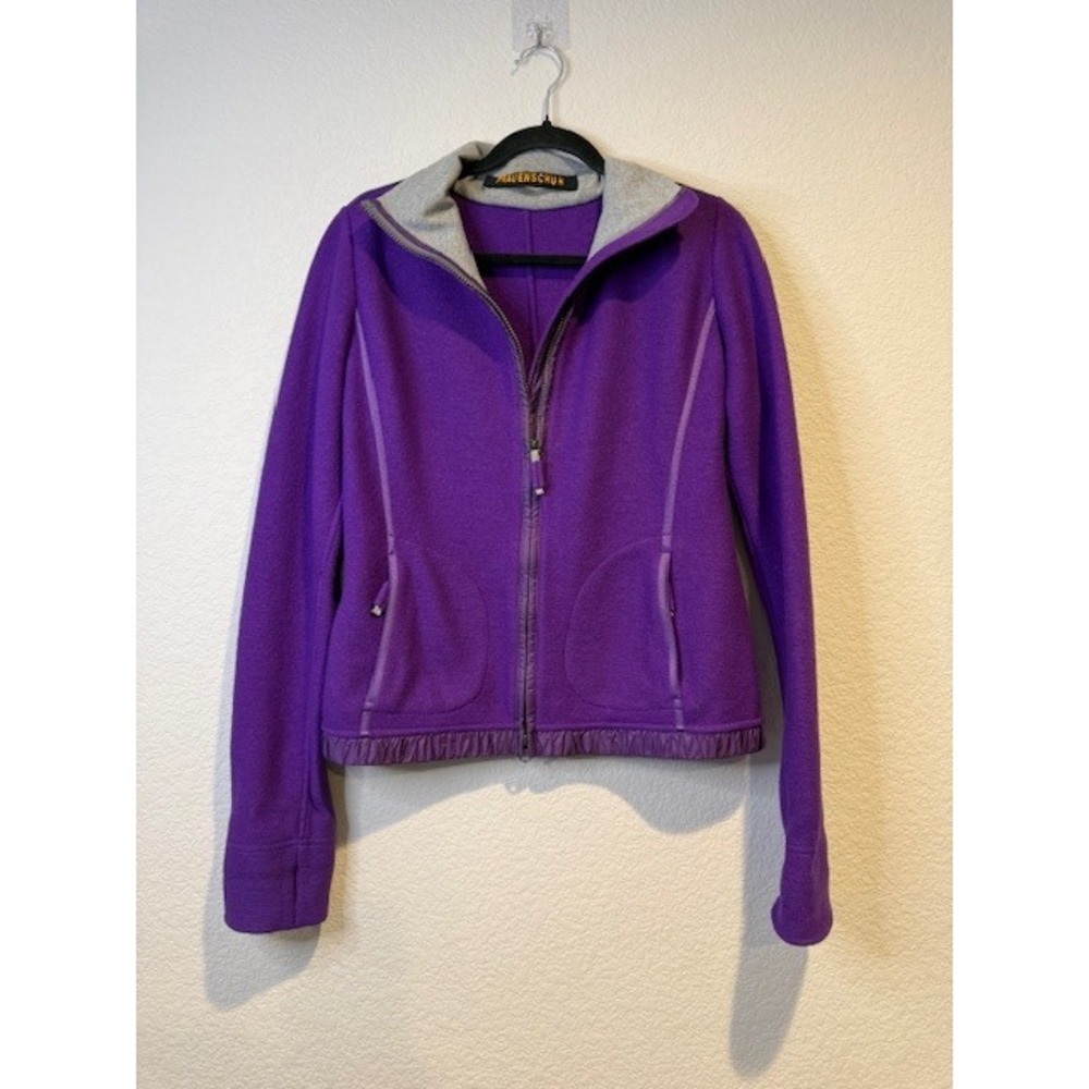 FRAUENSCHUH Purple Merino Wool Zip Up Jacket Women's Size M Limited Edition 2175